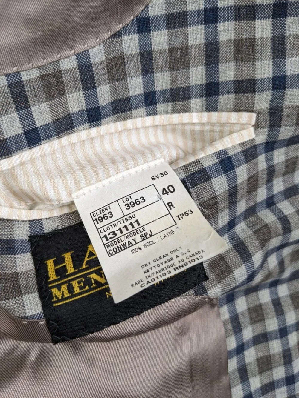 Jack Victor Sport Coat Exclusive Collection Wool Checked Gray Blue Brown 40R